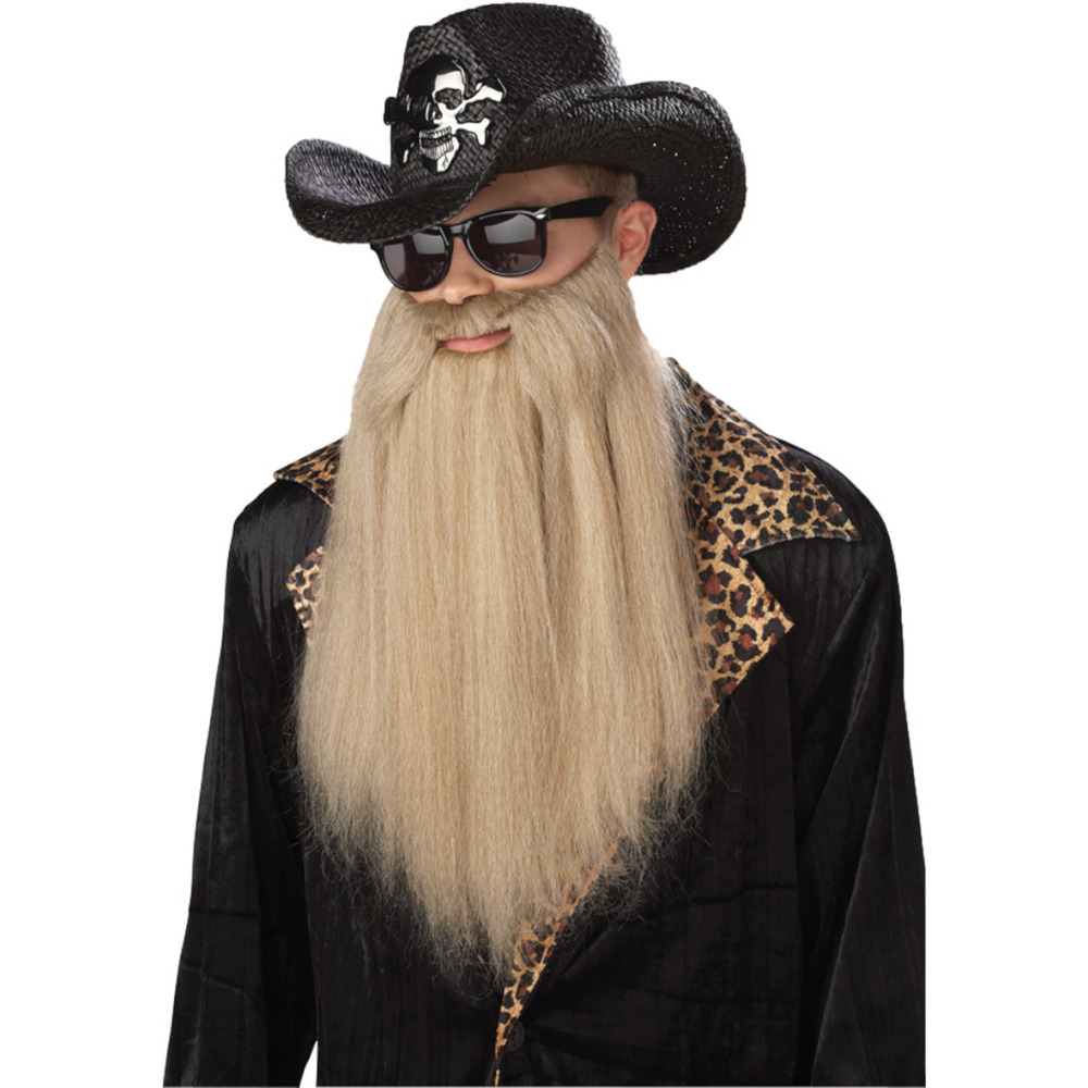 BLONDE LONG BUSHY BEARD MUSTACHE ZZ TOP BIKER COSTUME ACCESSORY NEW